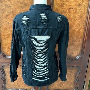 Black Distressed Jean Jacket